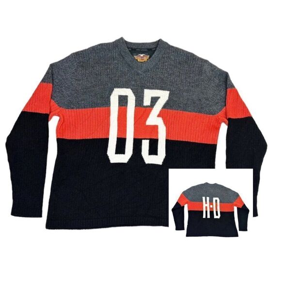 Harley Davidson Wool Sweater XL Knit Biker Sports Motorcycle - Picture 1 of 7